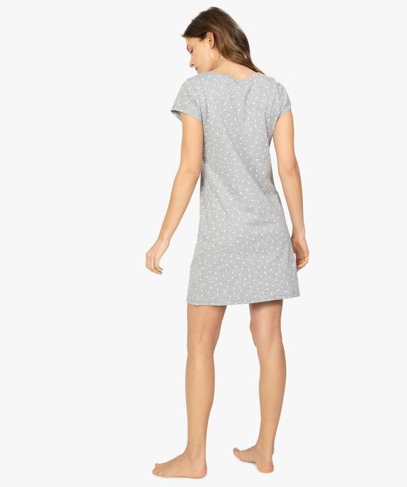 Chemise de nuit imprimée à manches courtes femme à pois vue3 - GEMO 4G FEMME - GEMO