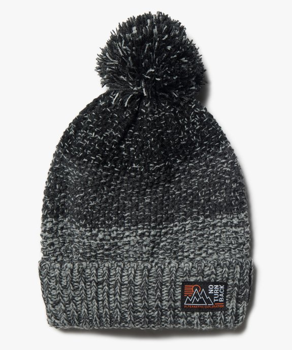 Bonnet garçon en maille chinée avec pompon vue1 - GEMO (JUNIOR) - GEMO