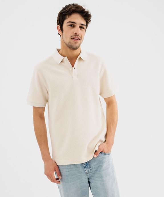 Polo manches courtes en maille nid d'abeille homme vue2 - GEMO (HOMME) - GEMO