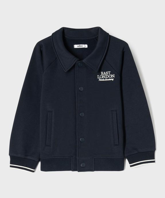 Sweat avec col chemise fermeture pressions garçon vue3 - GEMO (ENFANT) - GEMO