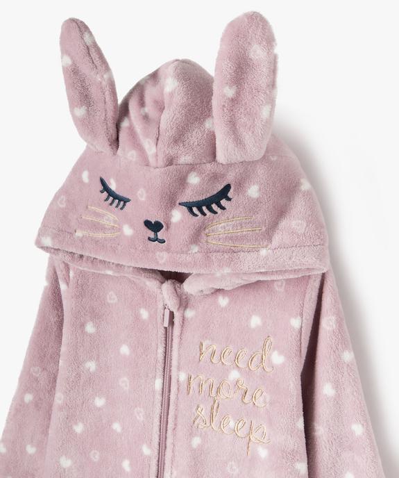 Combinaison pyjama à capuche à motifs coeurs fille vue2 - GEMO (ENFANT) - GEMO