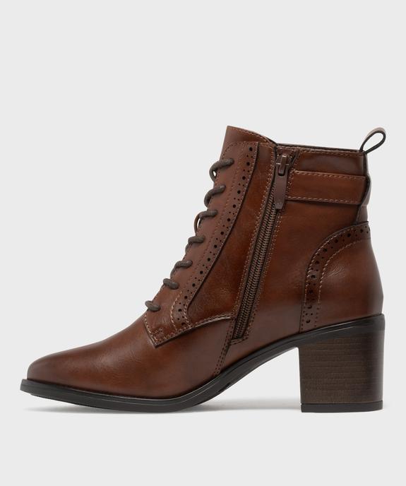 Bottines à talon avec semelle intérieure cuir, lacets ronds et zip femme vue3 - VALENTINA BALDANO GEMO FORGOOD - GEMO
