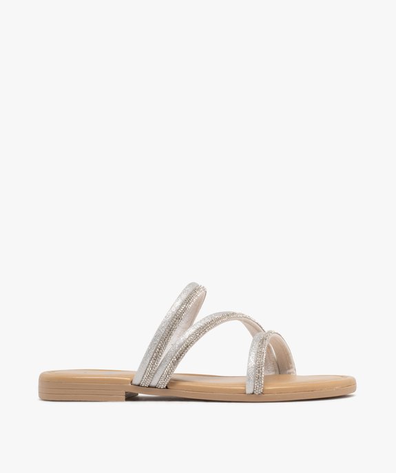 Mules fille à brides tubulaires pailletées et à strass vue1 - GEMO (ENFANT) - GEMO