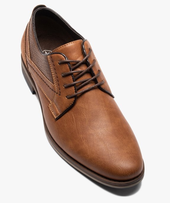 Derbies homme unis à empiècements texturés vue5 - GEMO(URBAIN) - GEMO