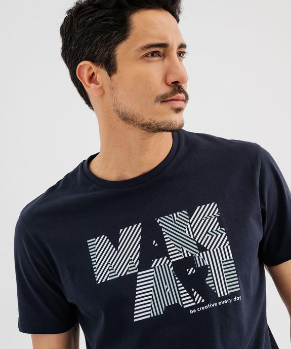 Tee-shirt manches courtes avec inscription graphique homme vue2 - GEMO 4G HOMME - GEMO