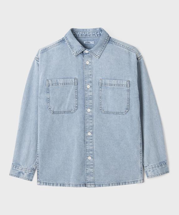 Chemise en jean délavé à poches poitrine garçon vue2 - GEMO (JUNIOR) - GEMO
