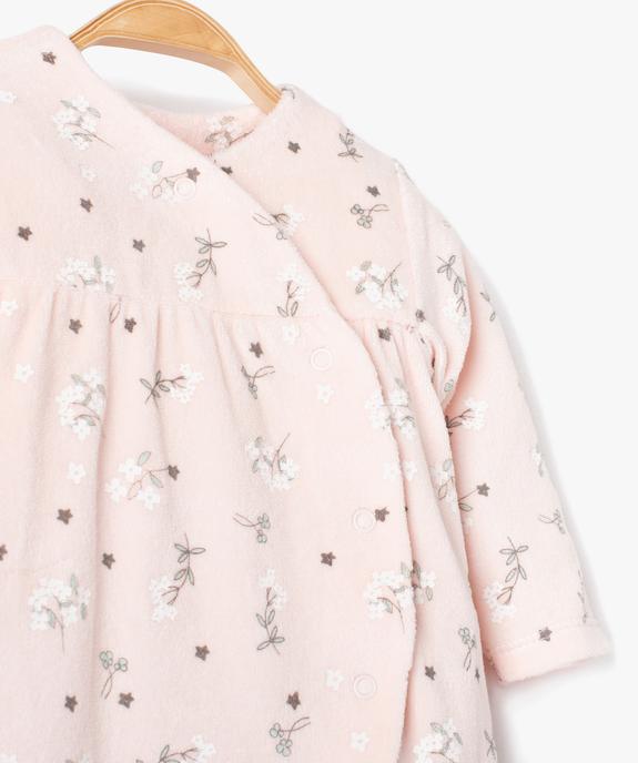 Pyjama dors-bien bébé en velours fleuri ouverture devant vue2 - GEMO(BB COUCHE) - GEMO
