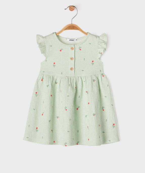 Robe en maille gaufrée à motifs fleuris bébé fille vue1 - GEMO(BEBE DEBT) - GEMO