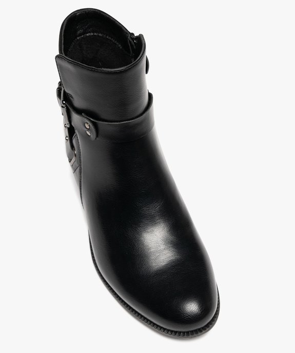 Boots femme à petit talon et bout amande avec brides fantaisie  vue6 - GEMO (CASUAL) - GEMO