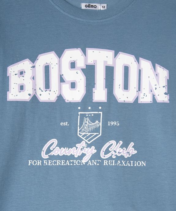 Pyjama en coton inscription Boston fille vue2 - GEMO (JUNIOR) - GEMO