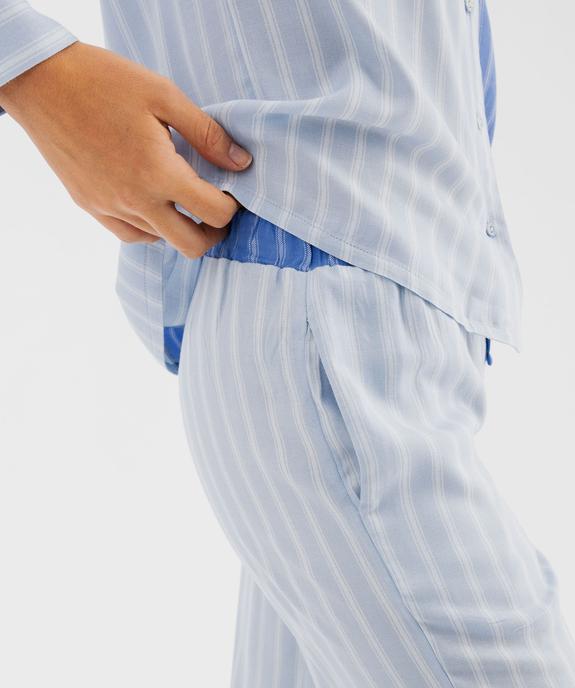 Pyjama à rayures en viscose fluide femme - LuluCastagnette vue5 - LULUCASTAGNETTE - GEMO