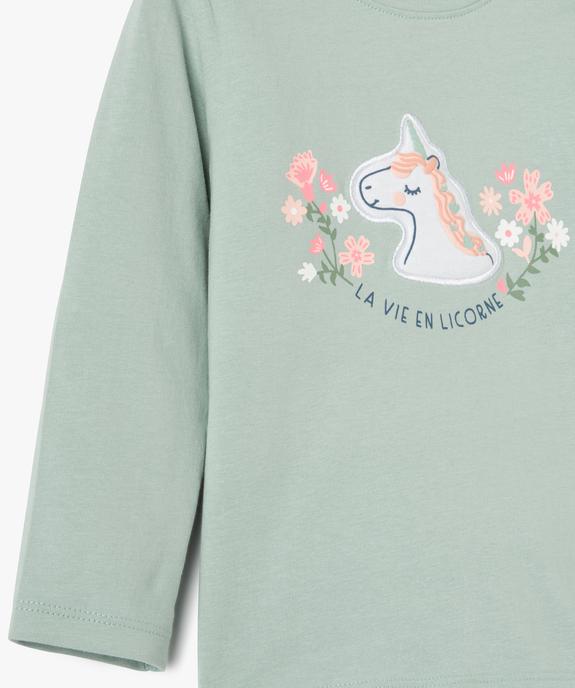 Tee-shirt bébé fille à manches longues avec motif licorne vue2 - GEMO 4G BEBE - GEMO