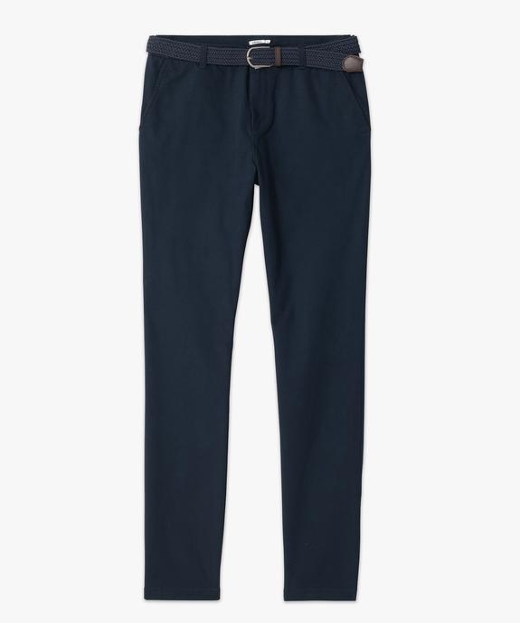 Pantalon en coton homme avec ceinture tressée vue4 - GEMO 4G HOMME - GEMO
