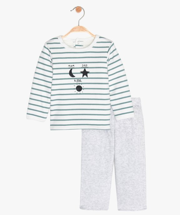 Pyjama Bebe 2 Pieces Avec Haut Raye Et Bas Uni Gemo