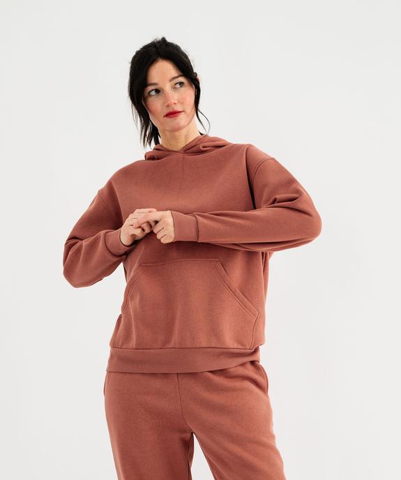 Sweat à capuche en molleton uni femme vue2 - GEMO 4G FEMME - GEMO