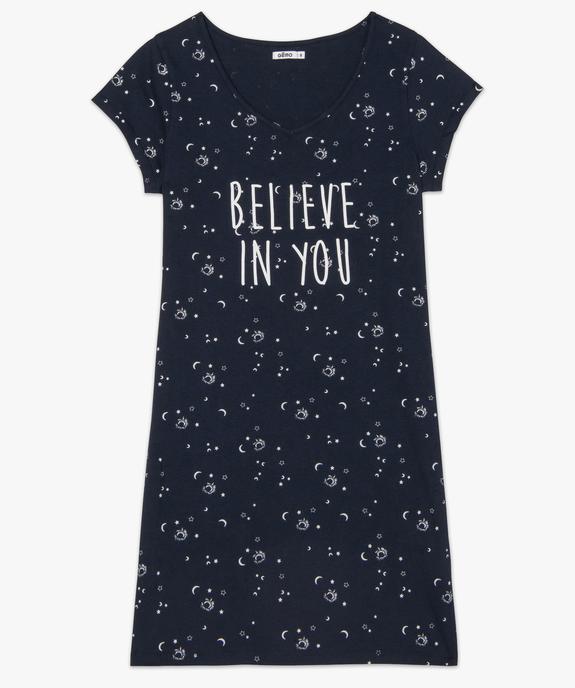 Chemise de nuit imprimée à manches courtes femme vue4 - GEMO 4G FEMME - GEMO