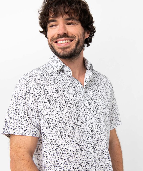 Chemise homme manches courtes coupe droite à motif fleuri vue2 - GEMO (HOMME) - GEMO