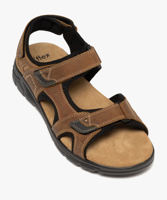 Sandales confort en cuir fermeture 3 scratchs homme vue5 - G'FLEX - GEMO