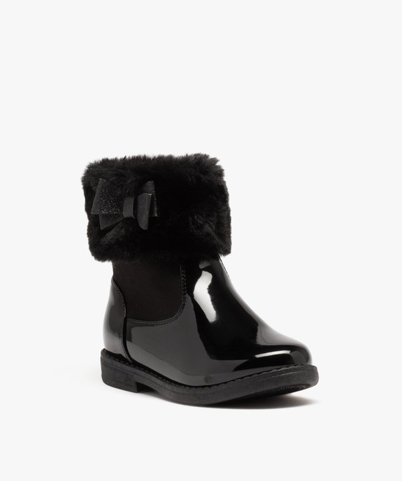 Boots vernis avec tige en peluche fille  vue2 - GEMO (ENFANT) - GEMO