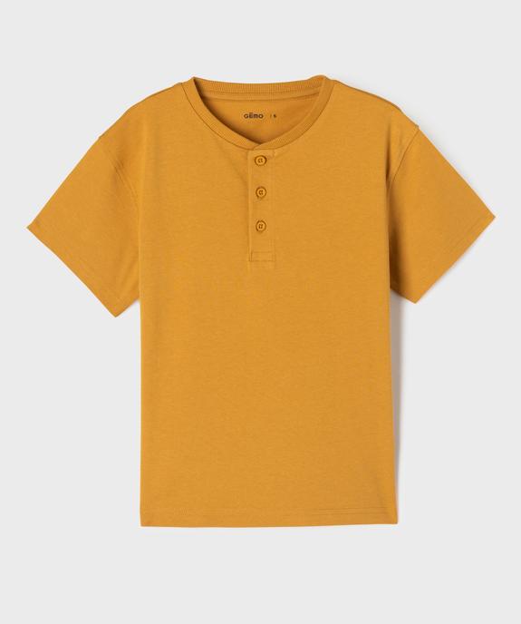 Tee-shirt uni col tunisien garçon vue2 - GEMO (ENFANT) - GEMO