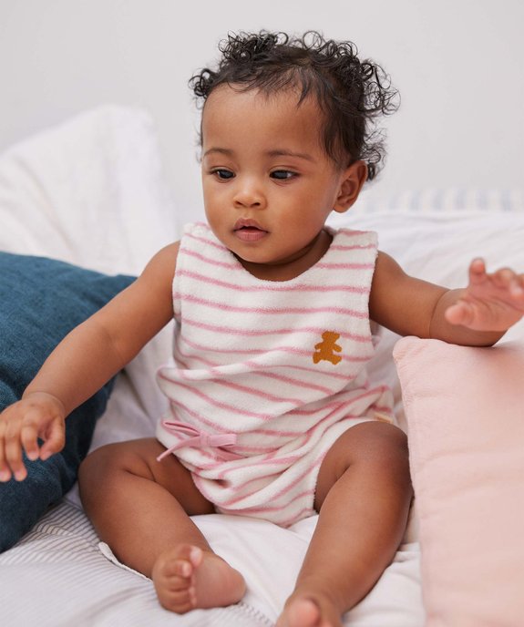 Combishort bébé à bretelles en éponge rayé - LuluCastagnette vue5 - LULUCASTAGNETTE - GEMO