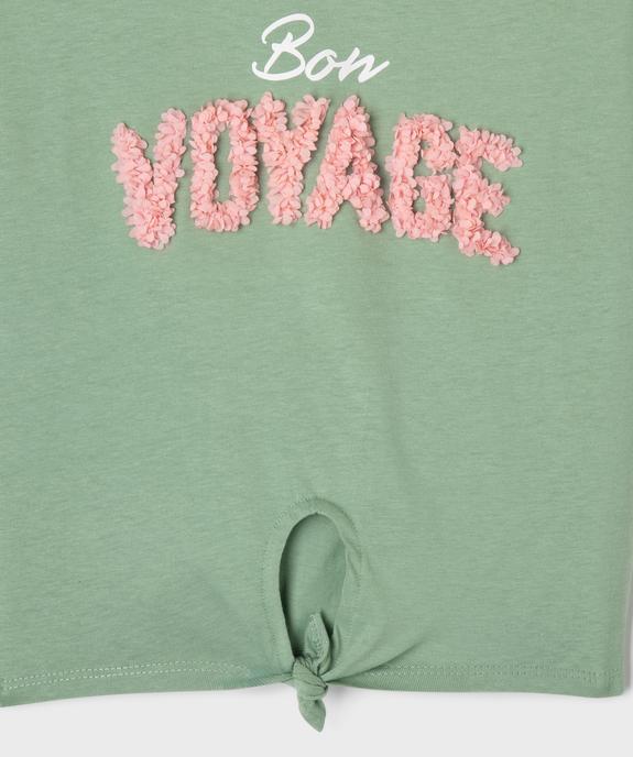 Tee-shirt manches courtes avec motif en relief et noeud fille vue2 - GEMO (ENFANT) - GEMO