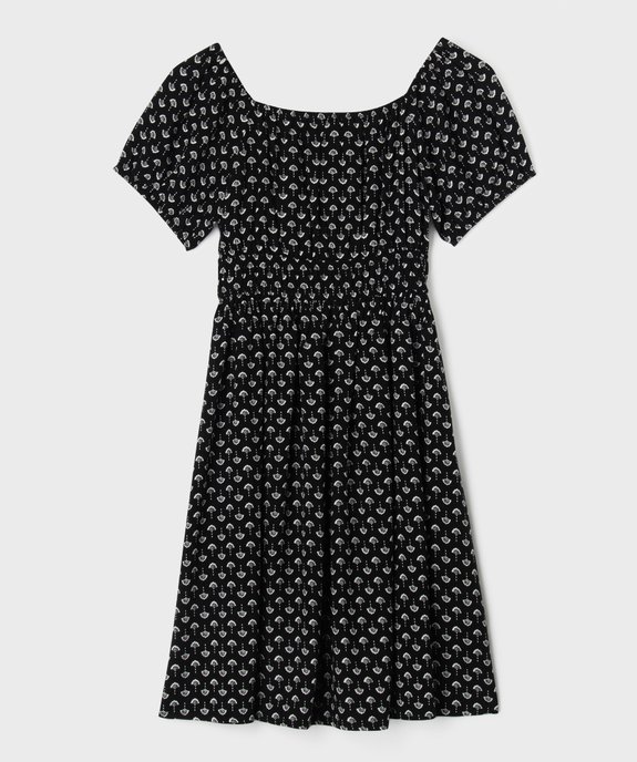 Robe manches courtes col Bardot en viscose fille vue1 - GEMO 4G FILLE - GEMO