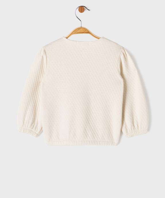 Sweat à boutons pression en maille fantaisie bébé fille vue4 - GEMO(BEBE DEBT) - GEMO