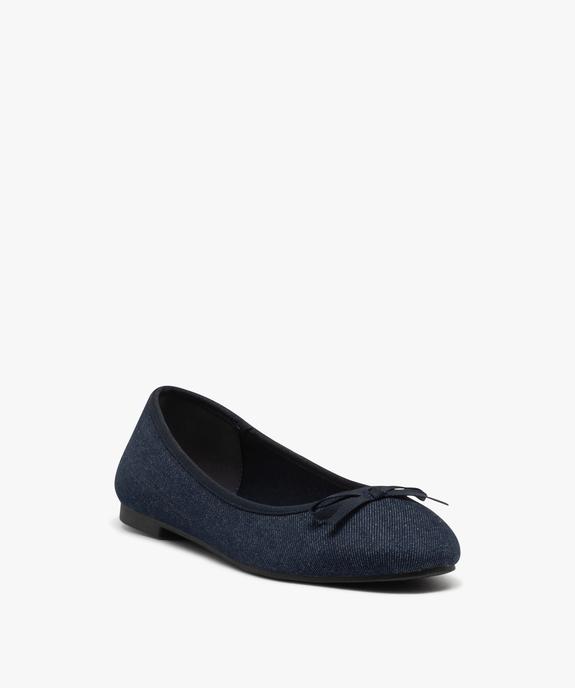 Ballerines femme unies en denim avec noeud fantaisie vue3 - GEMO(URBAIN) - GEMO