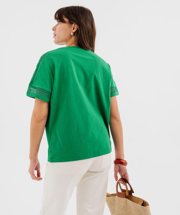 Tee-shirt manches courtes avec détails brodés femme vue3 - GEMO 4G FEMME - GEMO