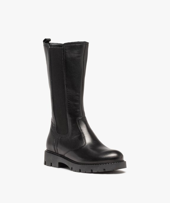 Bottes fille dessus cuir uni à semelle crantée - Tanéo vue2 - TANEO - GEMO