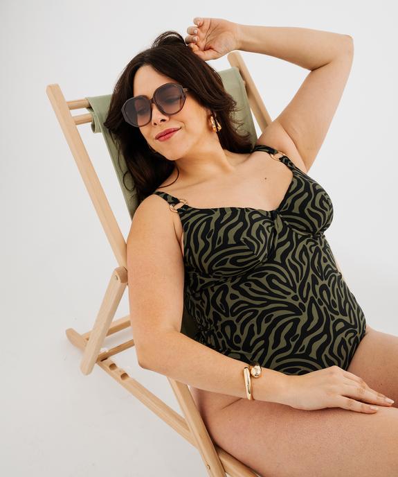 Maillot de bain 1 pièce imprimé fantaisie à dos ouvert femme grande taille vue5 - GEMO (PLAGE) - GEMO