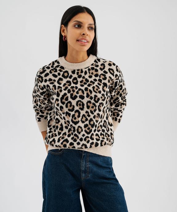 Pull à motif léopard femme vue1 - GEMO(FEMME PAP) - GEMO