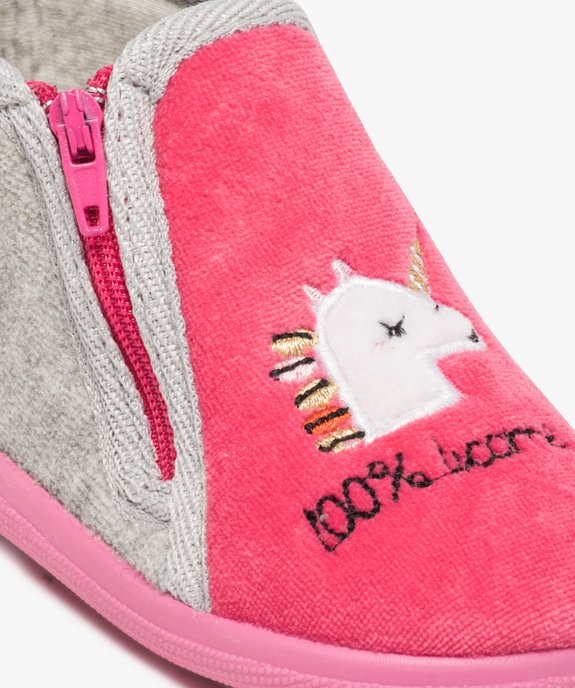 Chaussons Bebe Fille Zippes Avec Licorne Brodee Mieux Gemo