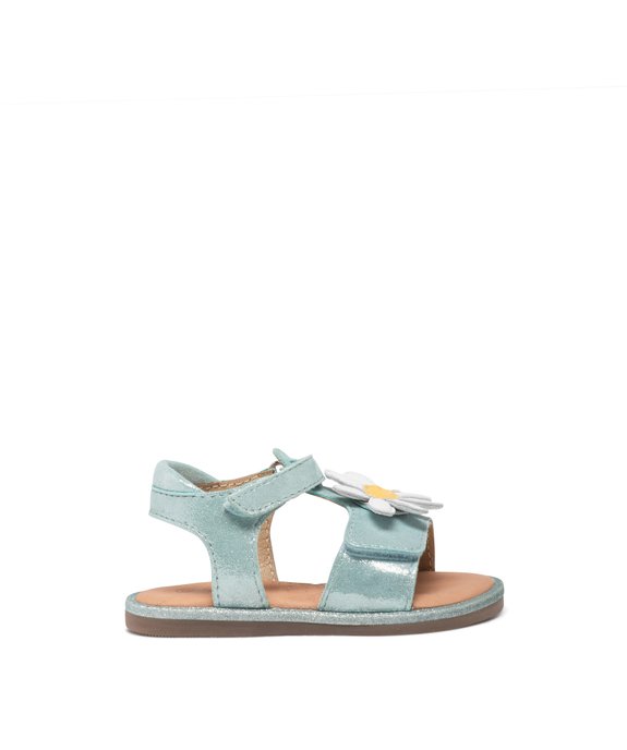 Sandales bébé fille en cuir métallisé avec fleur fantaisie - MOD8 vue1 - MOD8 - GEMO