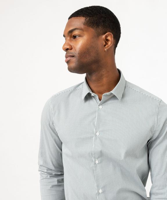 Chemise rayée coupe slim en coton stretch homme vue5 - GEMO 4G HOMME - GEMO