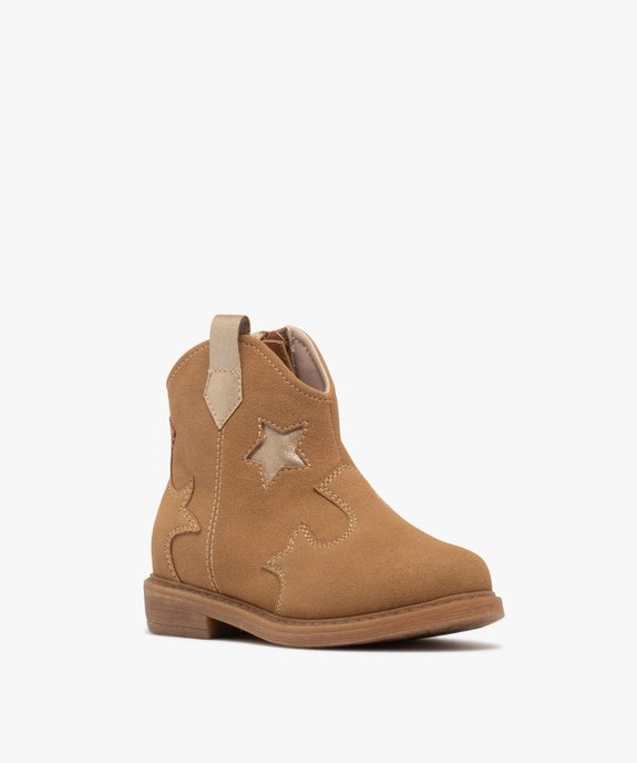 Bottines fille style santiags brodées avec détails effet métallisé vue3 - LOVELY WINGS GEMO FOR GOOD - GEMO