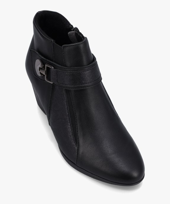 Boots femme confort unies à talon dessus cuir vue5 - GEMO (CONFORT) - GEMO