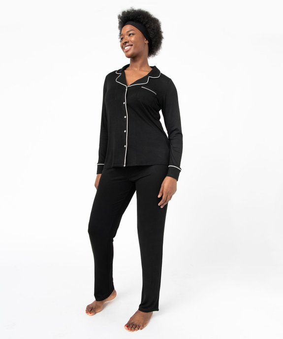 Pyjama deux pièces en viscose femme : chemise et pantalon vue2 - GEMO 4G FEMME - GEMO