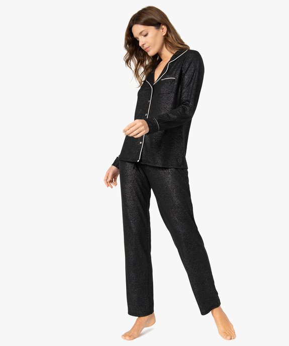 Pyjama deux pièces en viscose femme : chemise et pantalon vue1 - GEMO 4G FEMME - GEMO