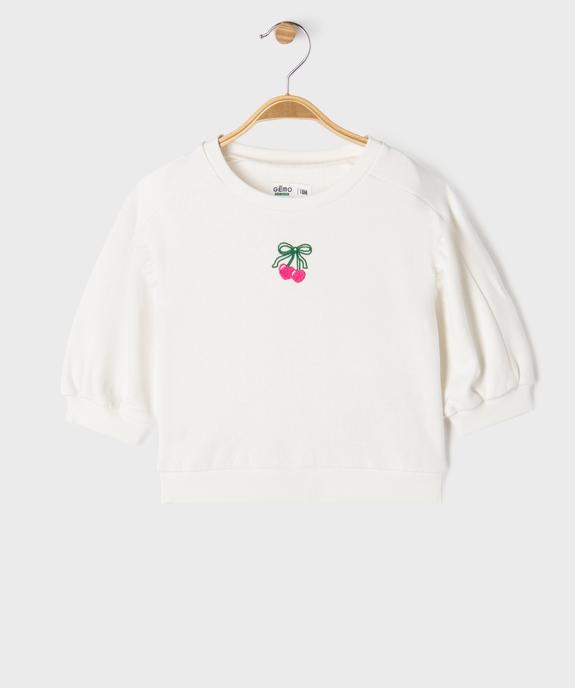 Sweat avec manches froncées et motif brodé bébé fille vue2 - GEMO 4G BEBE - GEMO