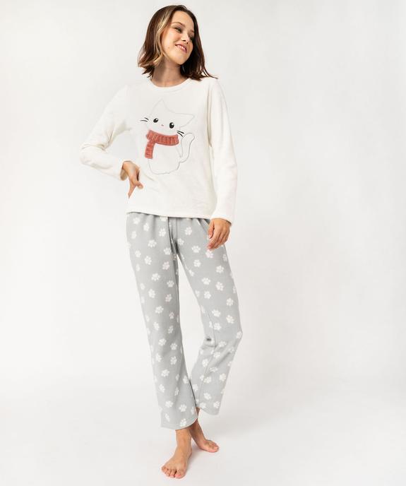 Pyjama en maille  motif chat femme vue2 - GEMO(HOMWR FEM) - GEMO