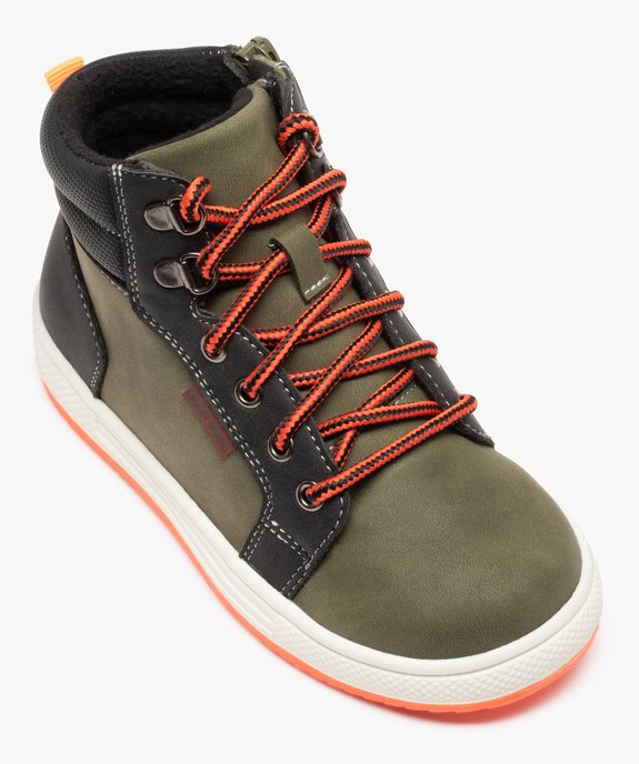 Boots fourrées garçon à lacets bicolores et zip vue5 - GEMO 4G GARCON - GEMO