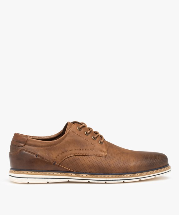 Derbies homme unis à semelle contrastante vue1 - GEMO(URBAIN) - GEMO