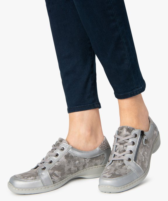 Derbies femme confort à lacets et zip dessus cuir vue1 - GEMO (CONFORT) - GEMO