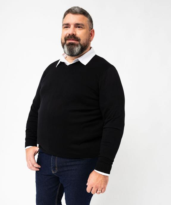 Pull fin à col V en coton homme vue9 - GEMO 4G HOMME - GEMO