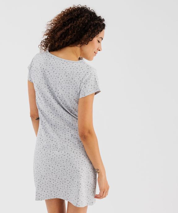 Chemise de nuit imprimée à manches courtes femme vue3 - GEMO 4G FEMME - GEMO
