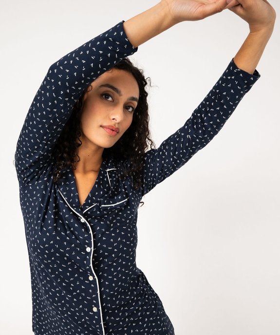 Pyjama deux pièces en viscose femme : chemise et pantalon vue5 - GEMO 4G FEMME - GEMO