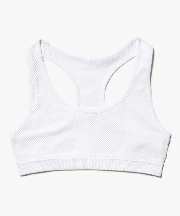 Brassière dos nageur en microfibre côtelée sans coutures fille vue1 - GEMO (JUNIOR) - GEMO