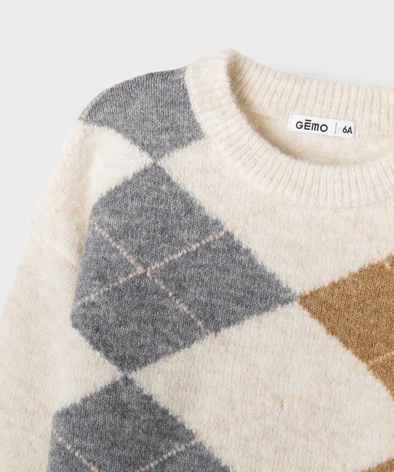Pull à motifs losanges fille vue2 - GEMO (ENFANT) - GEMO